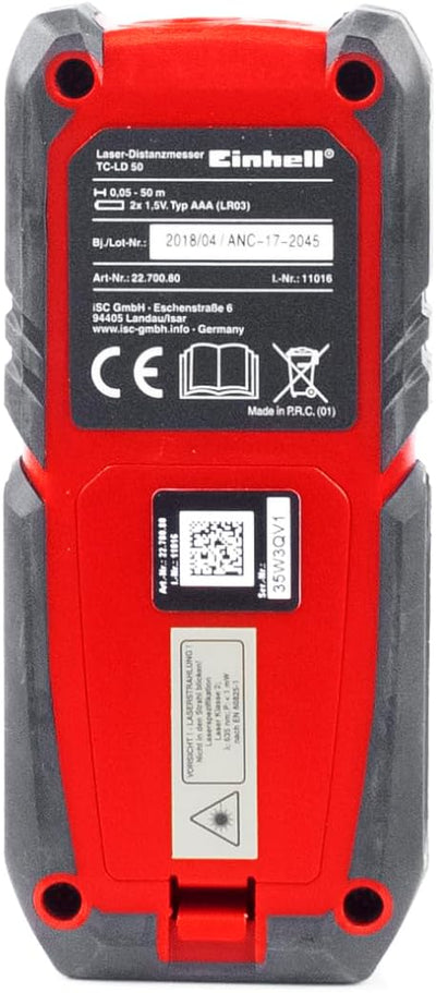 Einhell Laser-Distanzmesser TC-LD 50 (bis 50 m, Messreferenz Vorder-, Hinterkante oder Anschlagplatt