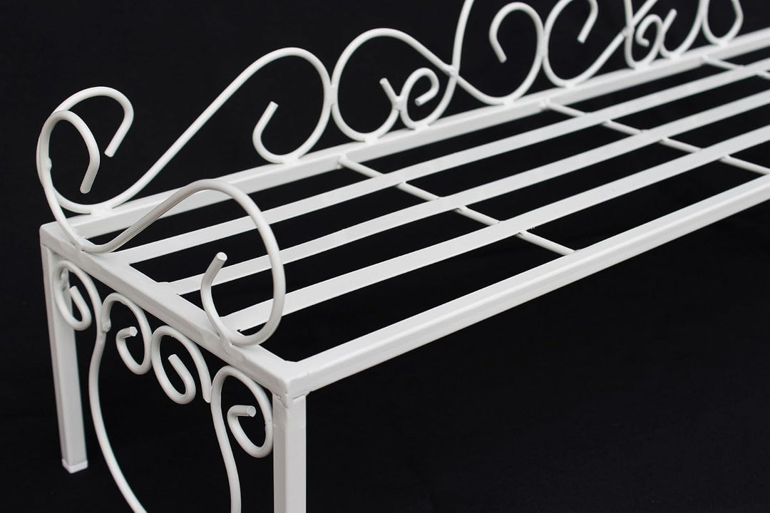 DanDiBo Blumenbank Metall Weiss 75 cm Blumenständer Mi Blumenregal Blumentreppe Pflanzentreppe Blume