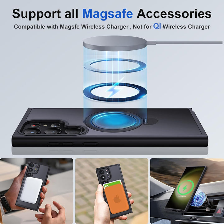 Hülle für Samsung Galaxy S23 Ultra Handyhülle mit Magsafe 360 Dreh Ständer Handyring Schutzhülle Mil