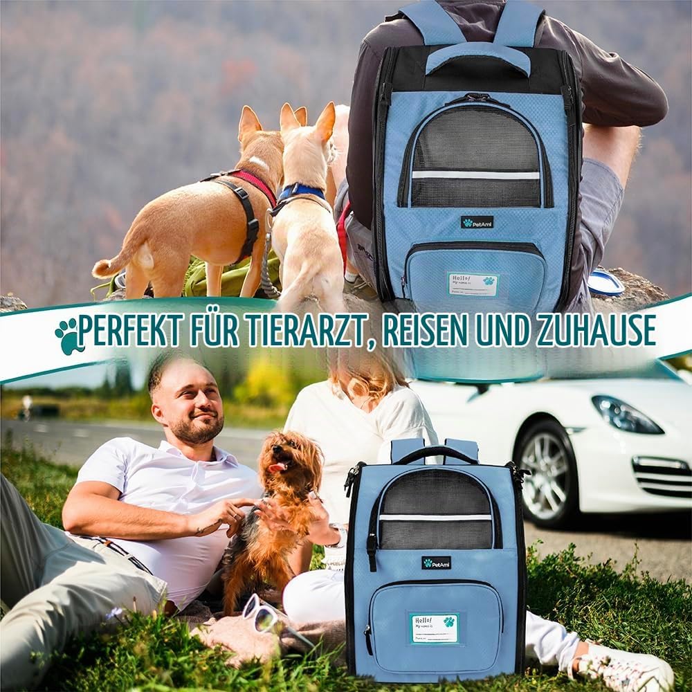 PetAmi Hunderucksack für kleine und grosse Katzen, Haustiere, Welpen, belüfteter Haustier-Wanderruck
