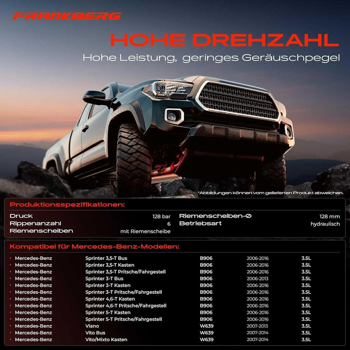 Frankberg Servopumpe Hydraulikpumpe Lenkung Kompatibel mit Sprinter 3,5-T Sprinter 4,6-T Sprinter 3-