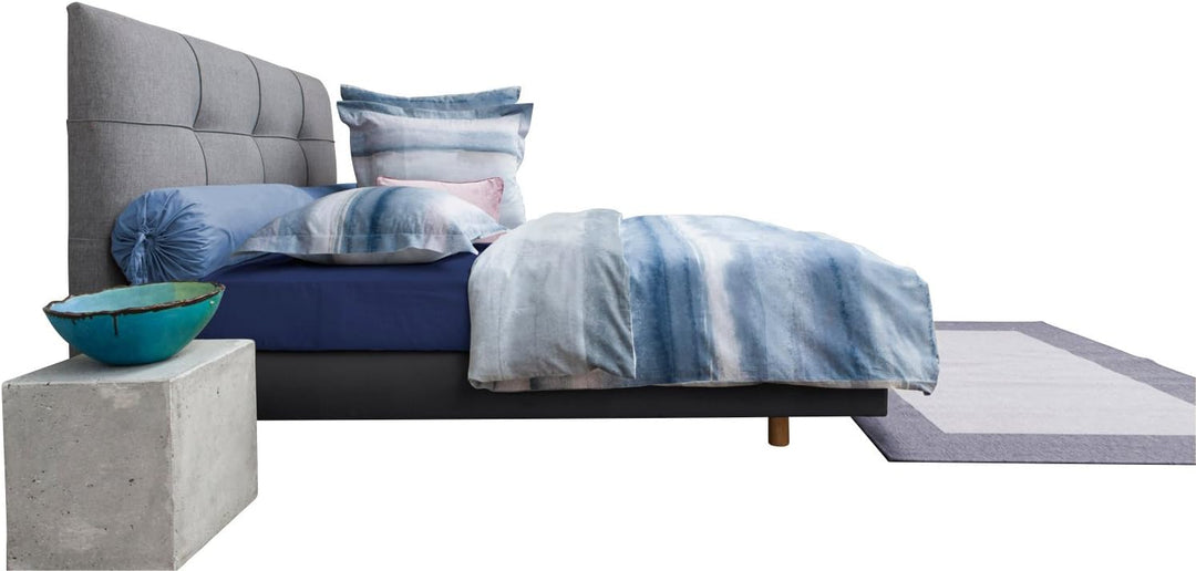 HNL Wendebettwäsche Satin blau-grau Grösse 135x200 cm (80x80 cm)