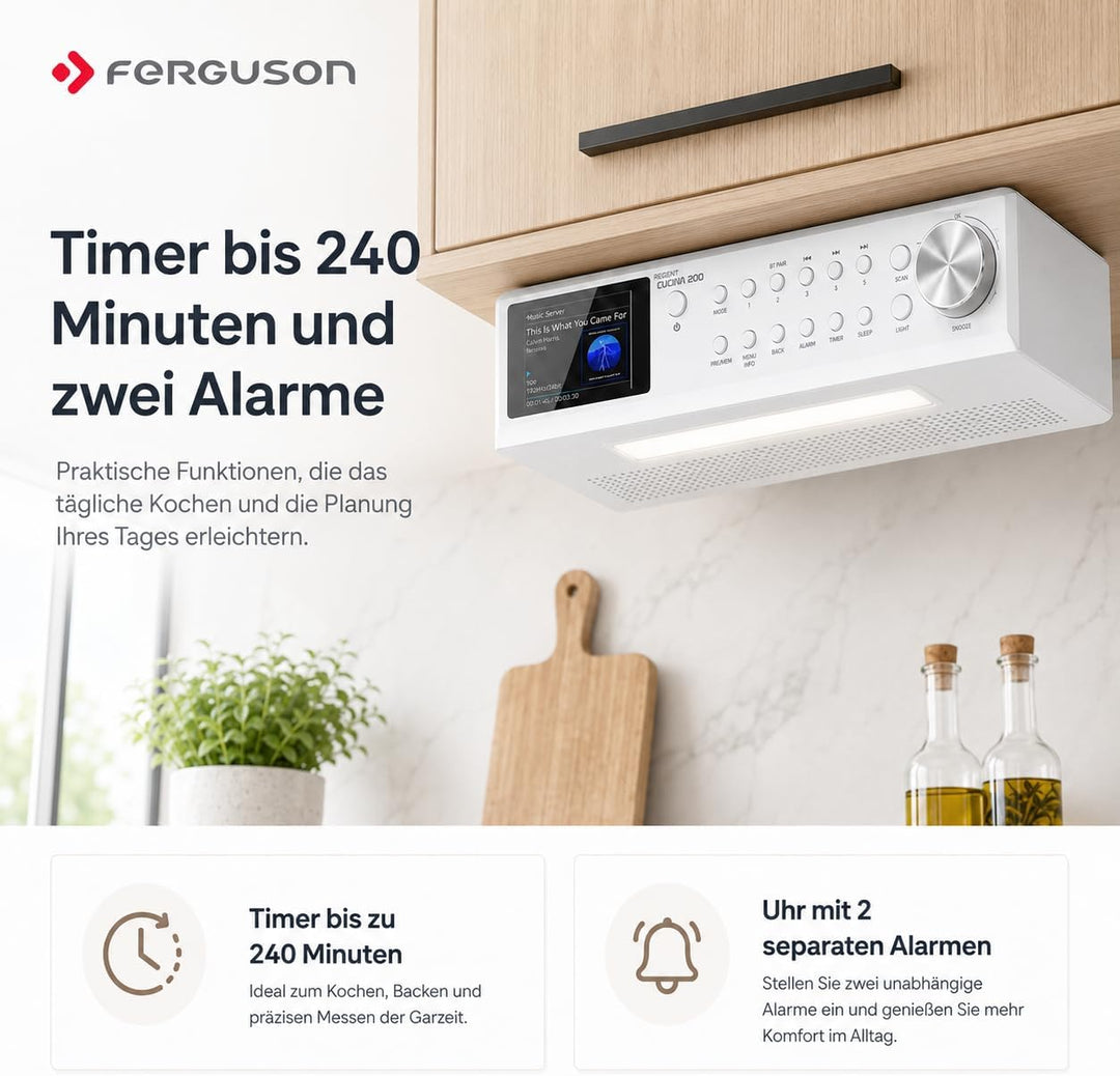Regent Cucina 200 Küchenradio Unterbau Dab Radio mit Bluetooth FM/DAB+ Radio mit Led Leiste Küche, F