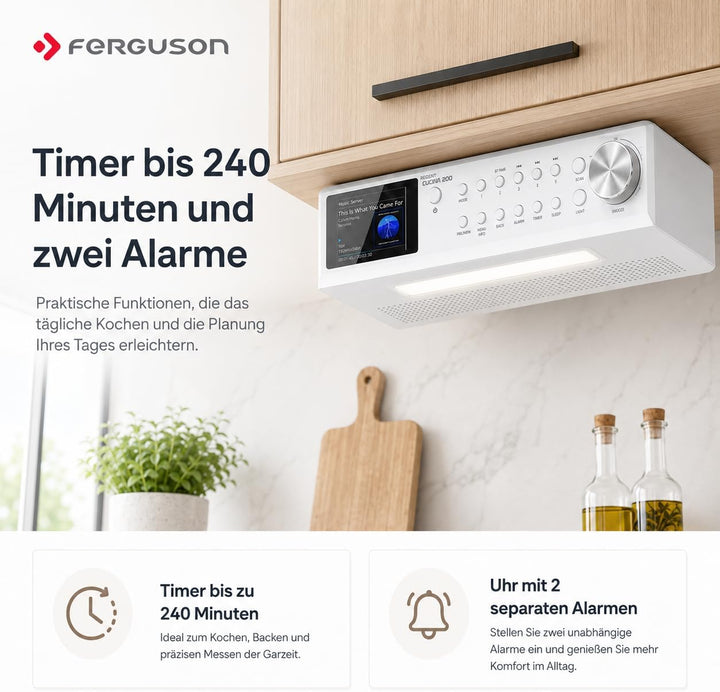 Regent Cucina 200 Küchenradio Unterbau Dab Radio mit Bluetooth FM/DAB+ Radio mit Led Leiste Küche, F