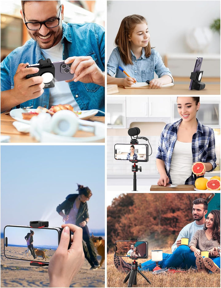 Smartphone Handle Grip, ULANZI CG02 Smartphone Capgrip mit Aufhelllicht, 3 Stufen Einstellbar, Smart