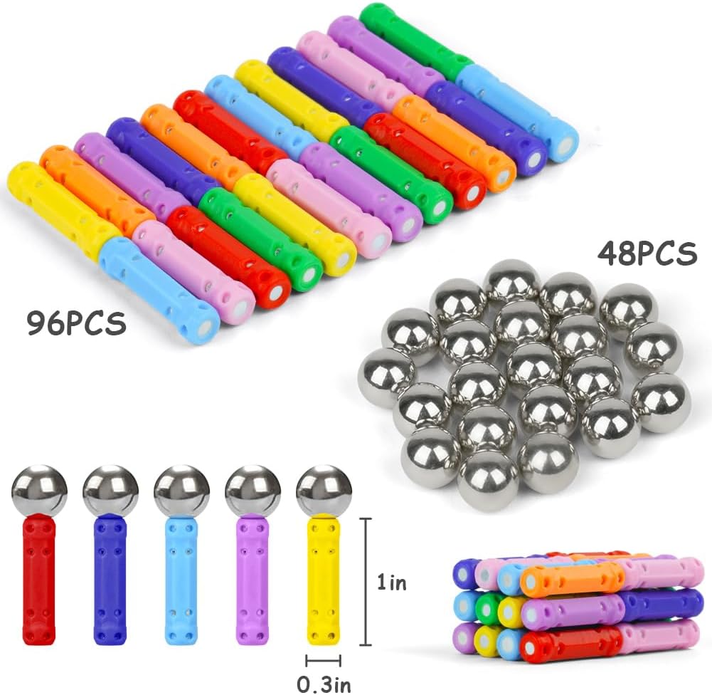 AUAUY 144PCS Magnetische Bausteine, 3D Puzzle Bauspielzeug Magnete Konstruktions Magnetblöcke, Magne