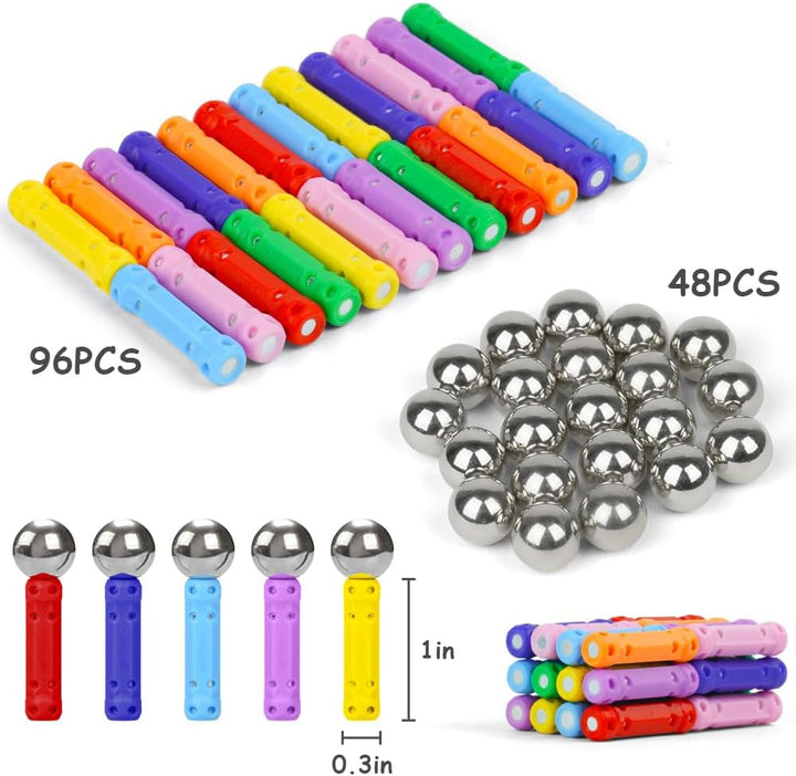 AUAUY 144PCS Magnetische Bausteine, 3D Puzzle Bauspielzeug Magnete Konstruktions Magnetblöcke, Magne