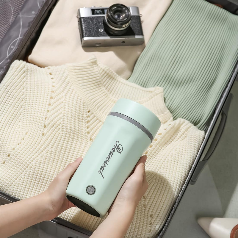 Elektrischer Reise-Wasserkocher 500ml, Tragbarer Mini-Wärmebecher, 3-in-1, Mini-Thermoskanne 304, Ge