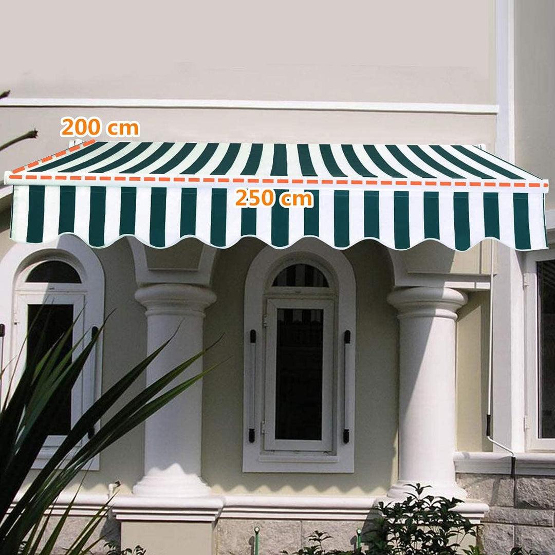 RELAX4LIFE Einziehbare Markise 2,5 x 2m, Gelenkarmmarkise mit Handkurbel, Sonnenmarkise Winkel- & Br