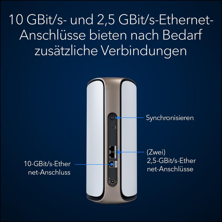 NETGEAR Orbi 970-Serie Quad-Band WiFi 7-Mesh-Zusatzsatellit (RBE970) - kompatibel mit Orbi RBE962S u