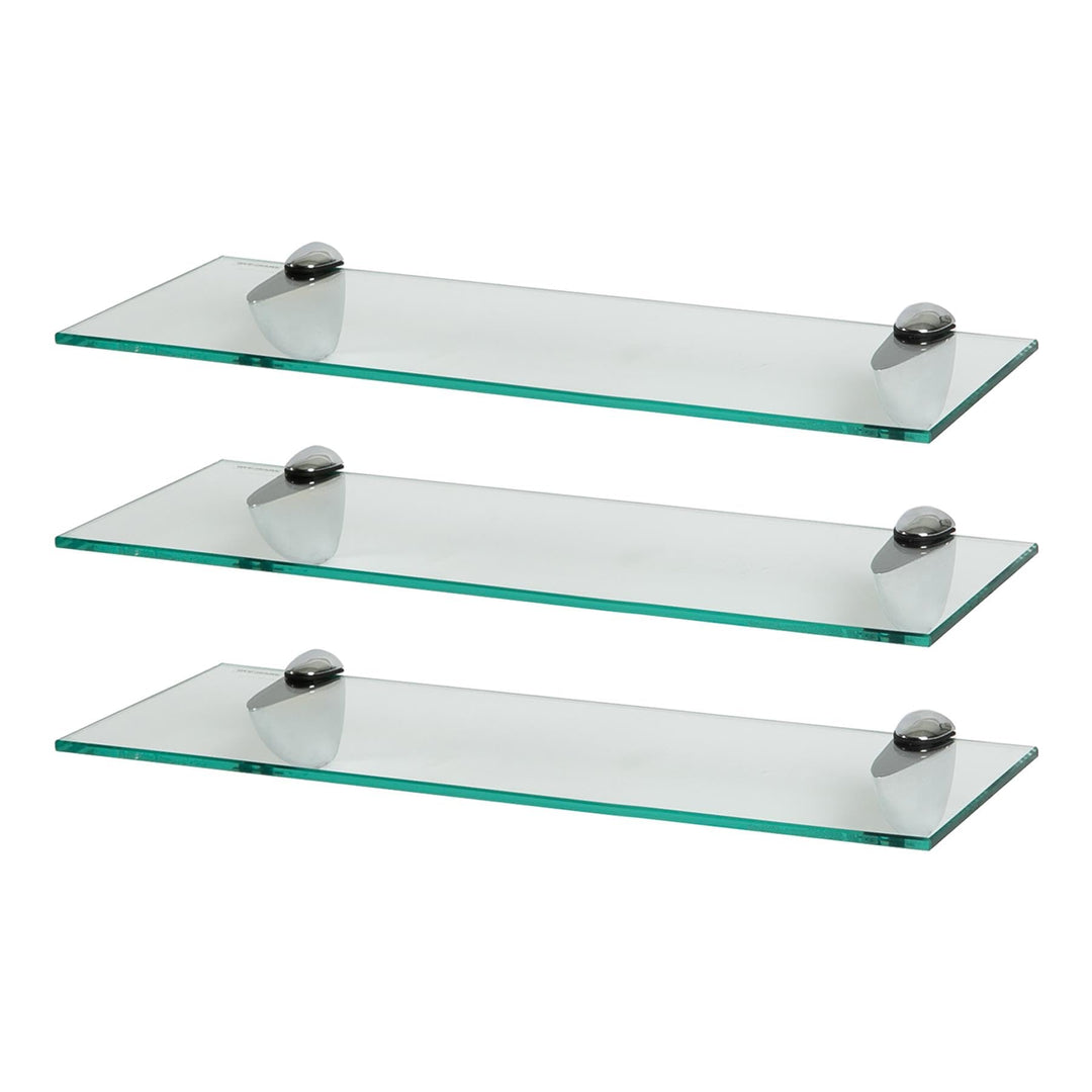 Harbour Housewares 3X Klar 50cm Schwebende Wandregale aus Glas - Badezimmer Dusche Küche Regale Lage