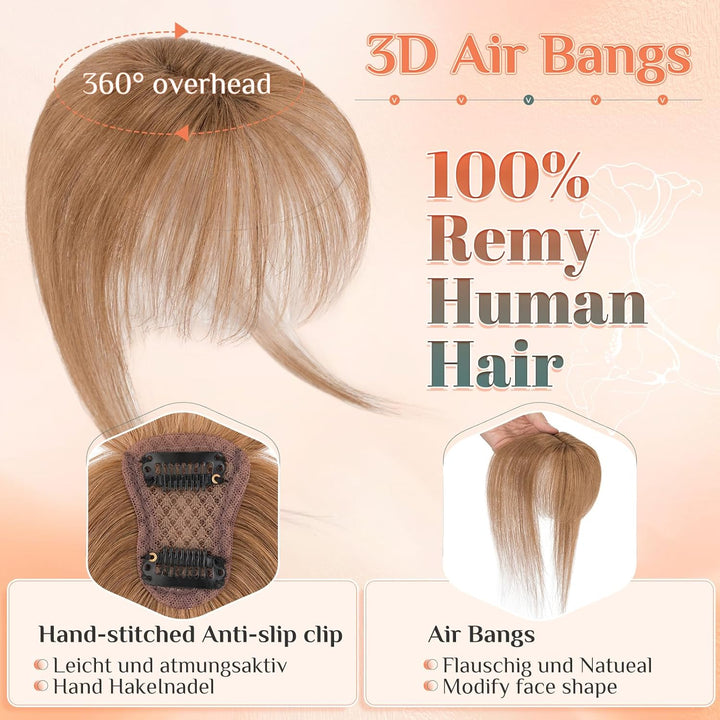 Benehair Clip in Pony Echthaar, 3D Air Pony Echthaar, 20g Clip in Bangs Echt Haar Front Fringe, 100%