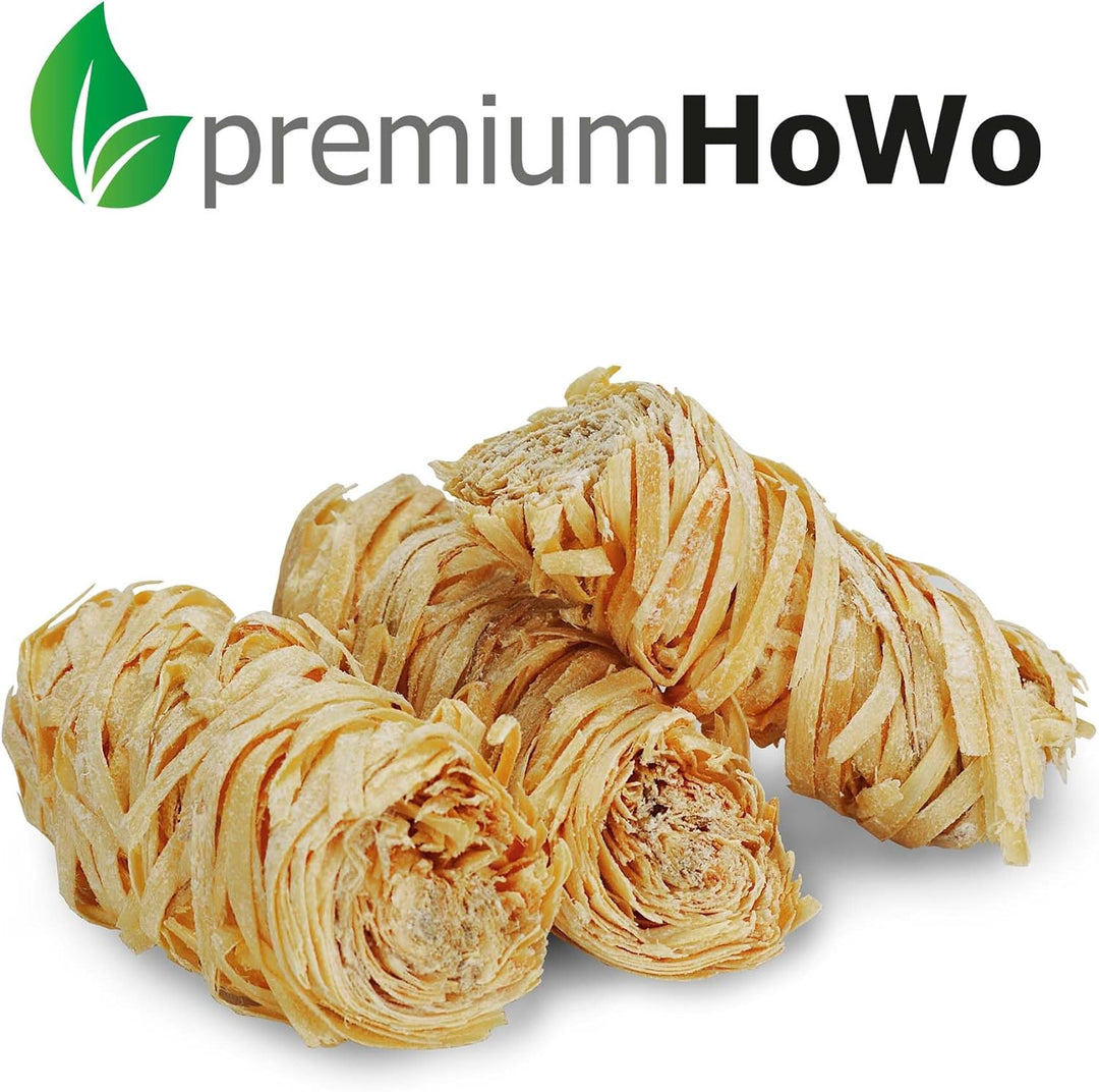 premiumHoWo (5kg = ca. 400 Stück) Kaminanzünder, Grillanzünder und Ofenanzünder - Öko-Anzündwolle, H