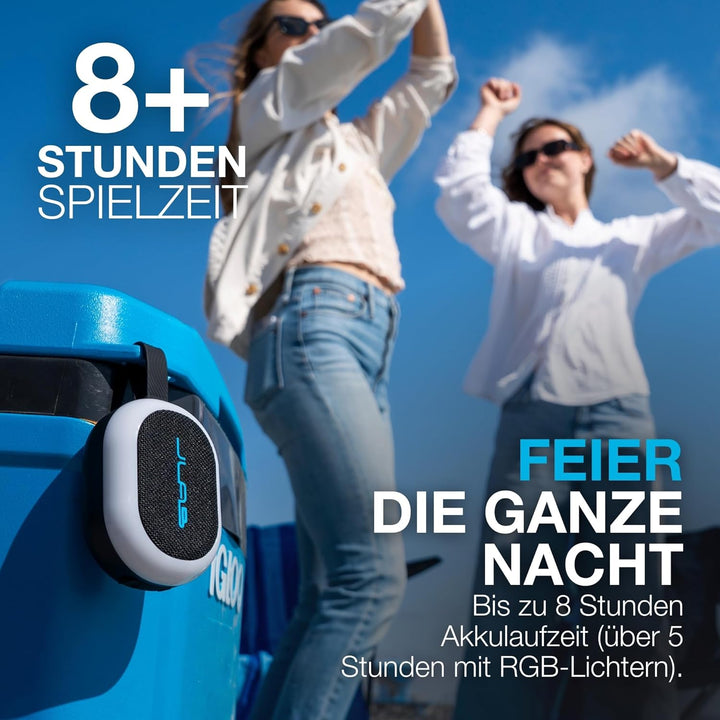 JLab Pop Party Ultrakompakter, tragbarer Bluetooth-Lautsprecher mit 8+ Std. Akku, 5W kabelloser, Kle
