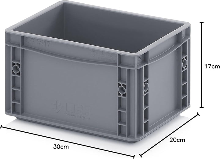 Auer Packaging 2x Eurobehälter 30 x 20 x 17 grau inkl. gratis Zollstock 2er Set