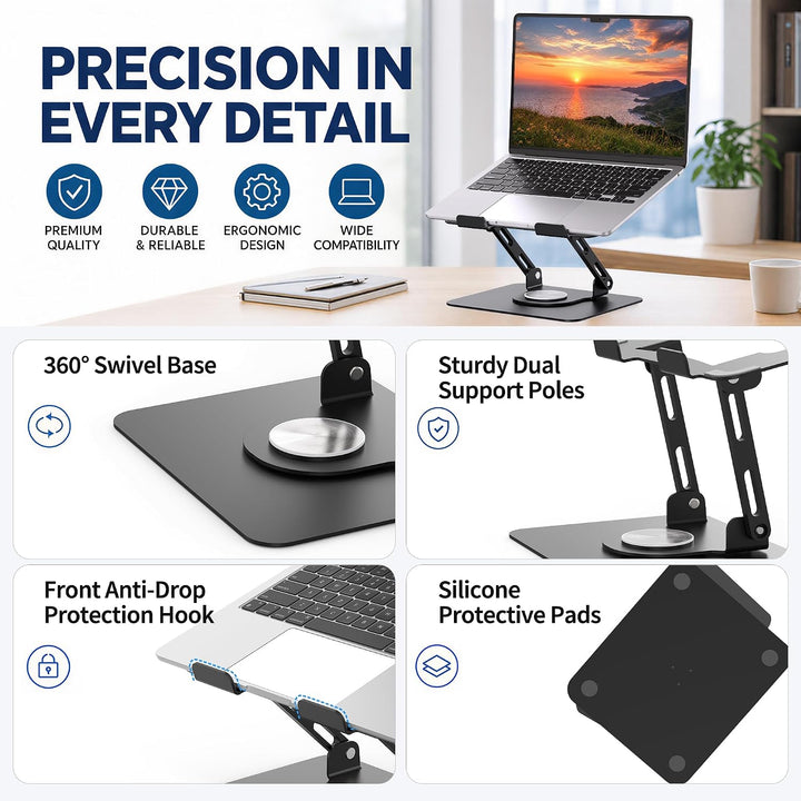 SOUNDANCE Laptopständer mit 360° drehbarer Basis, Ergonomische Computererhöhung für Schreibtisch, Ei