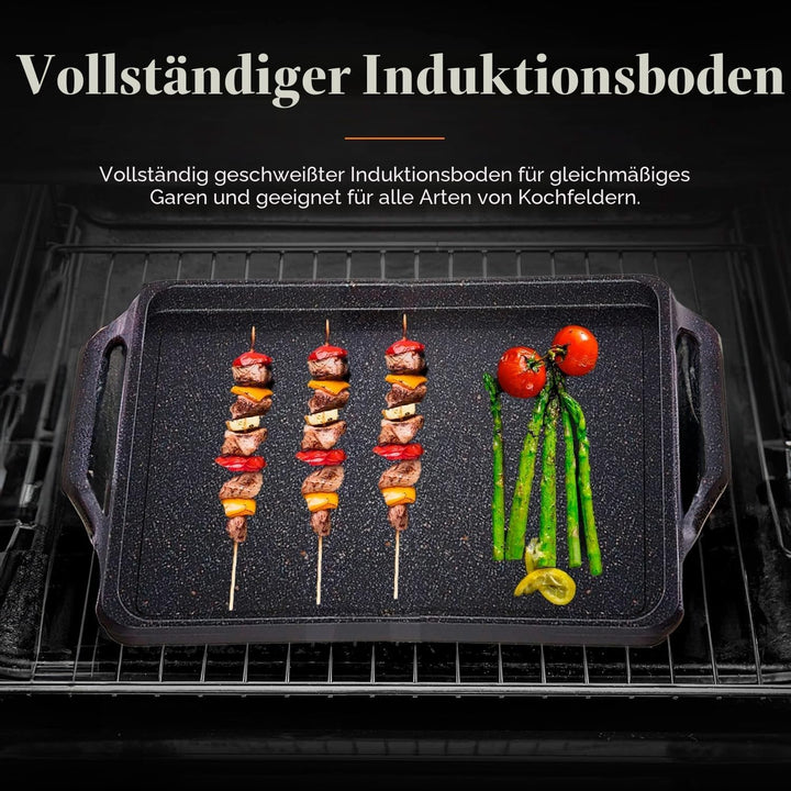 WECOOK! Ecochef Titan Grillplatte, Induktion Griddle-Pfanne 37 X 25 cm, Aluminiumguss, 5mm Dicke, Si