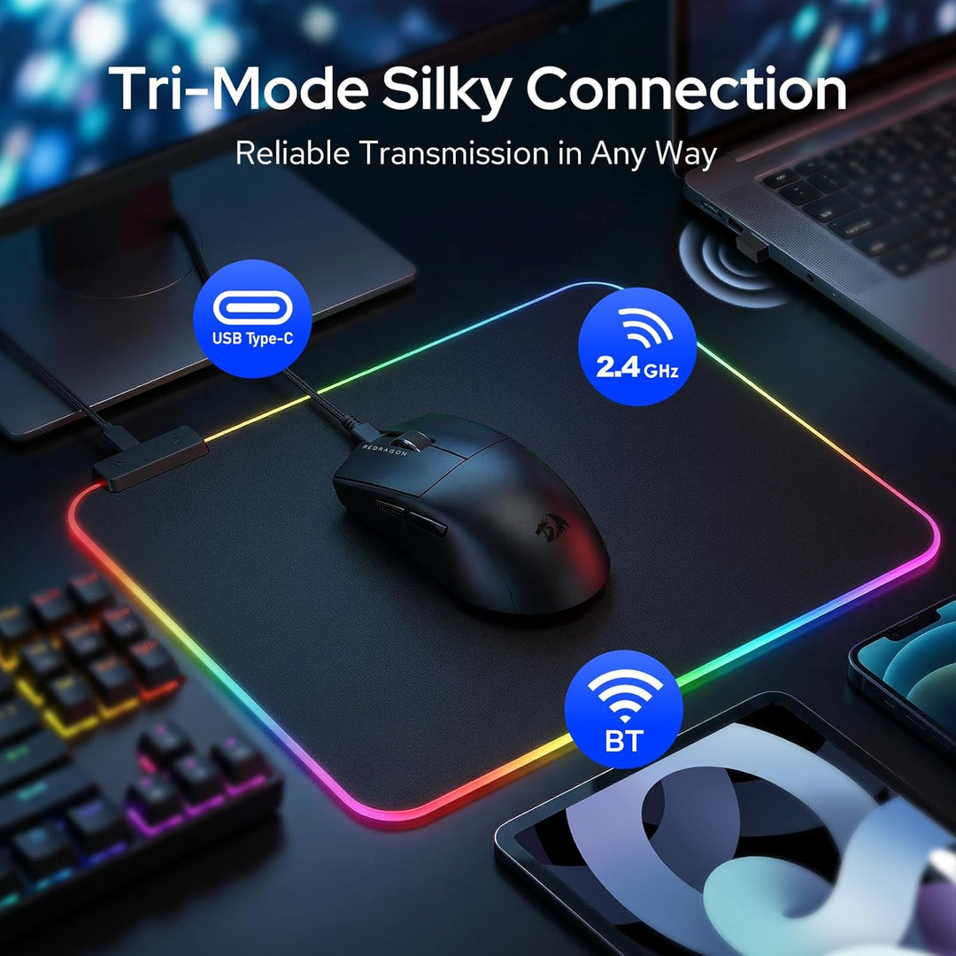 Redragon M999 kabellose Gaming Mouse – Tri-Mode Maus mit RGB-Magnetladedock, 45000 DPI max. einstell