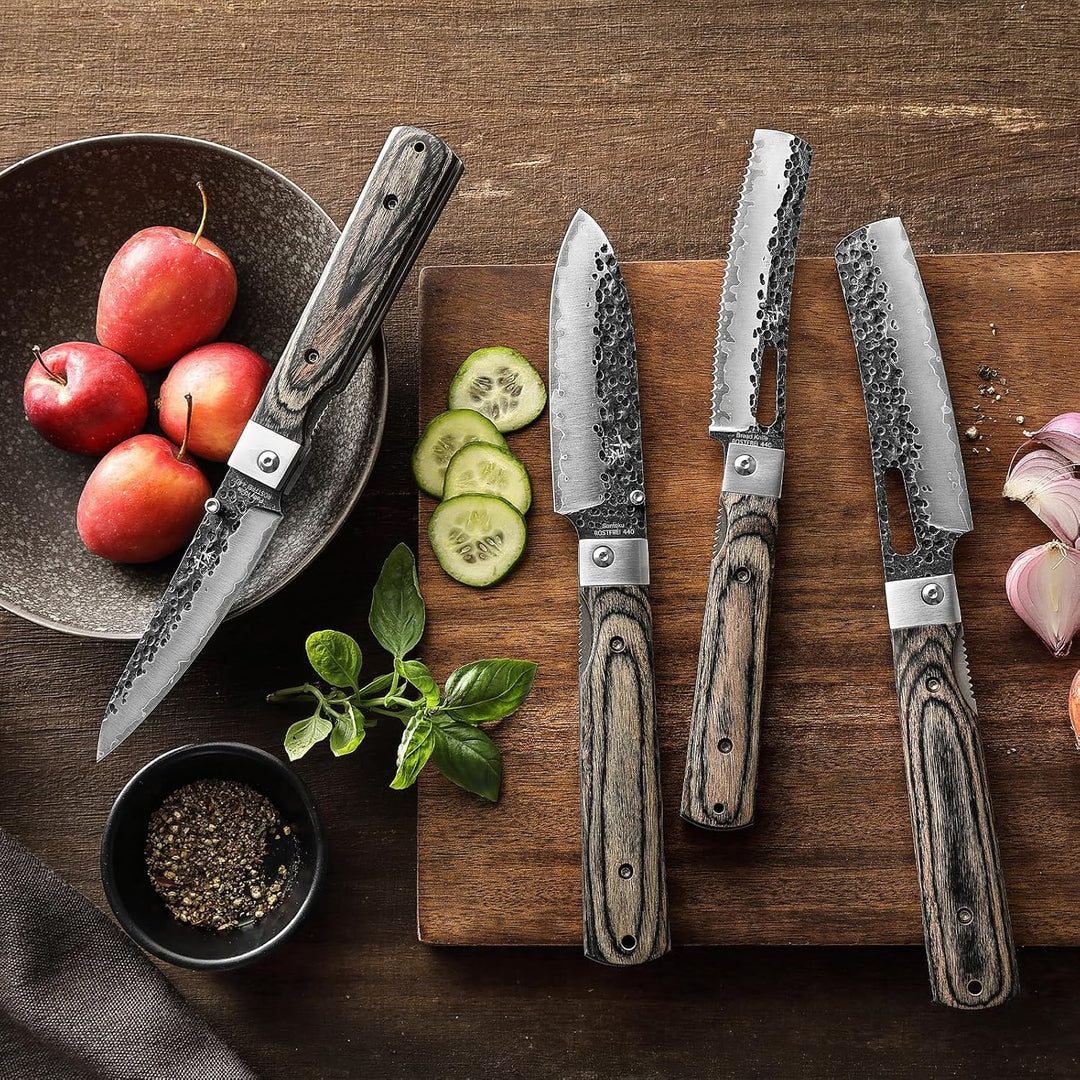 SENBON 440 Geschmiedetes Edelstahl Tragbares Küchenmesser Faltbares Kochmesser Obst Messer 4-Pack fa