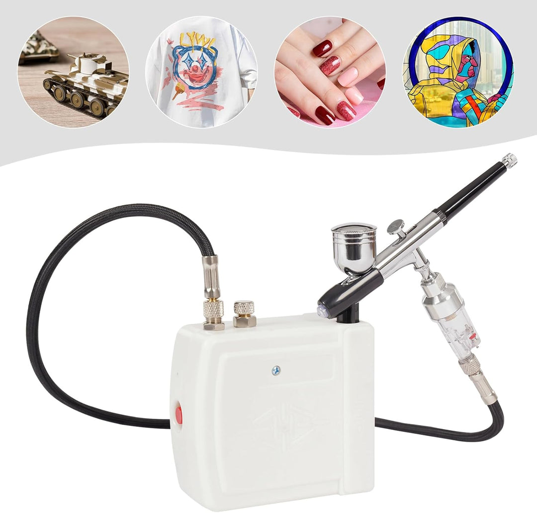 Luftpinsel-Set, Airbrush Set mit Kompressor für Modellbau Nailart Kunstmalerei und DIY Projekte 7cc