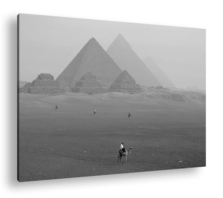 deyoli Pyramiden von Gizeh Format: 80x60 Effekt: Schwarz&Weiss als Leinwandbild, Motiv fertig gerahm