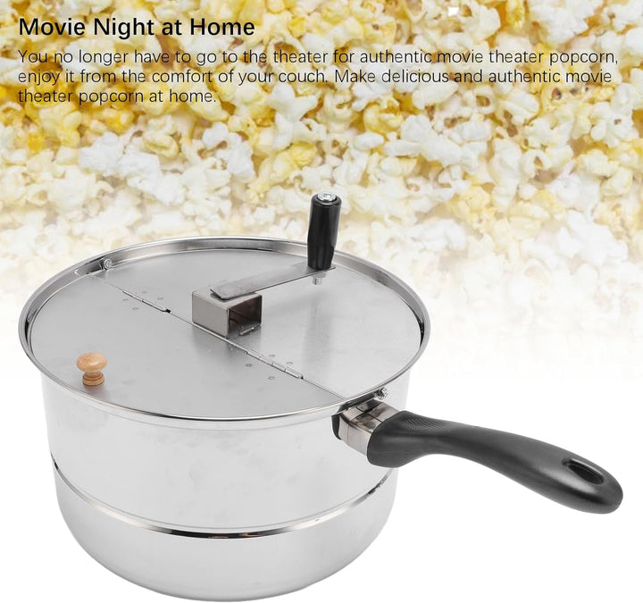 Stoppetop Popcorn Popper, Edelstahl -Popcorn -Hersteller mit Handkurbel, Popcorn -Topf für Gasherd -