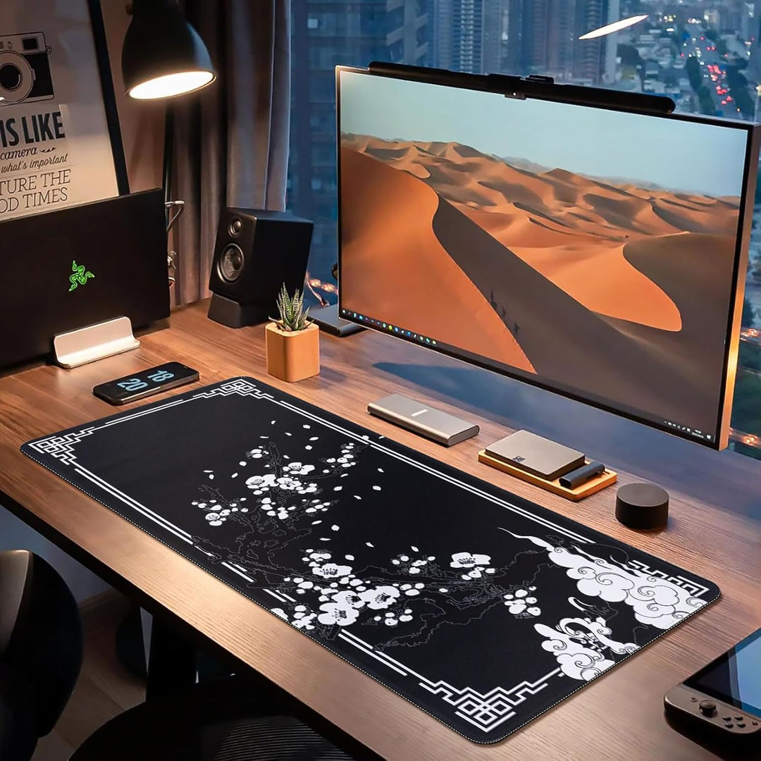 EFISH Japanische Gaming Mauspad XXL 800 x 300 mm Grosses Mauspad Vernähte Kanten Wasserdicht Anti-Ru