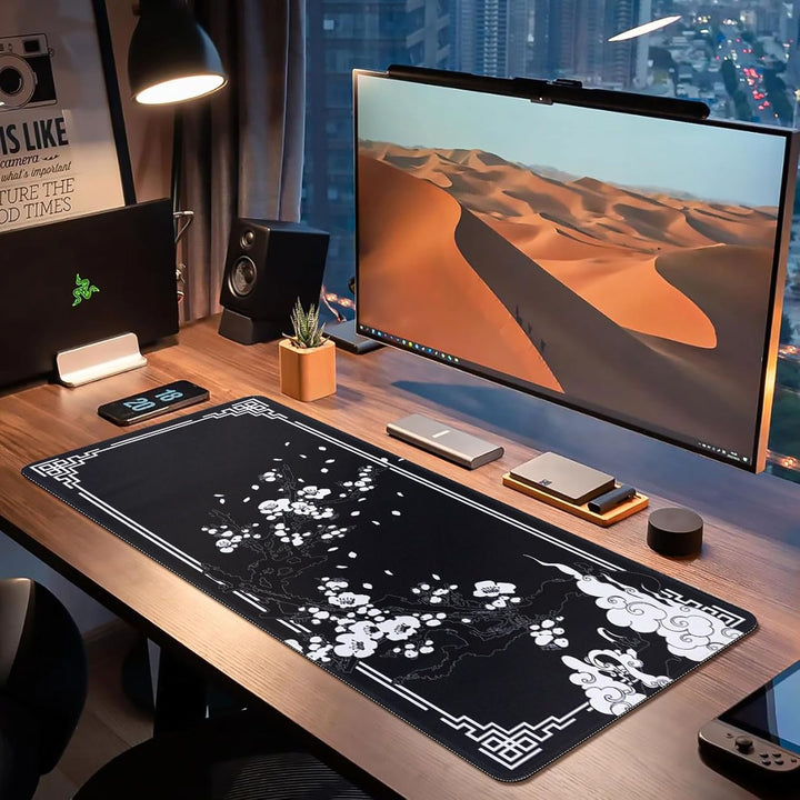 EFISH Japanische Gaming Mauspad XXL 800 x 300 mm Grosses Mauspad Vernähte Kanten Wasserdicht Anti-Ru
