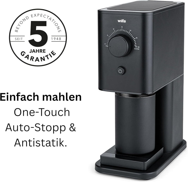 Wilfa ZENSE Kaffeemühle - 30 Mahlgrade - 40mm Edelstahl-Flachmahlwerk - Antistatik - luftdicht versc