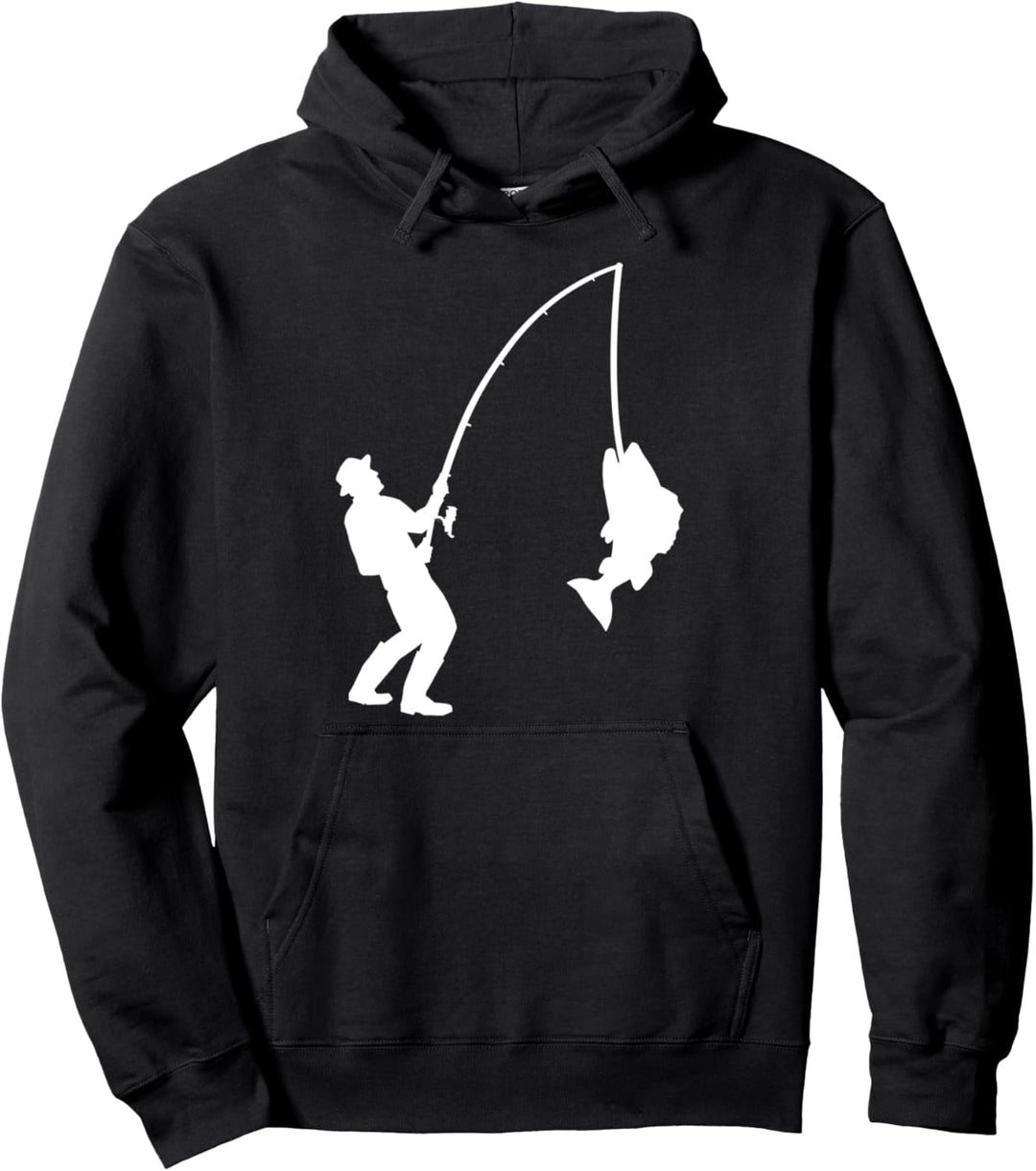 Angler mit Angel und Fisch Pullover Hoodie