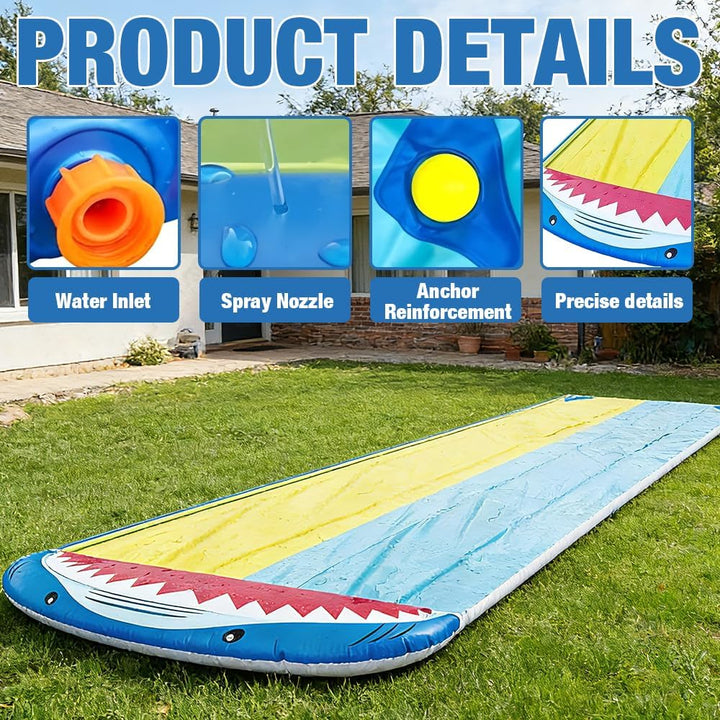 Wasserrutsche Garten für Kinder,480 cm/15.8ft Aufblasbare Wasserrutsche mit Eingebautem Sprinkler,Do