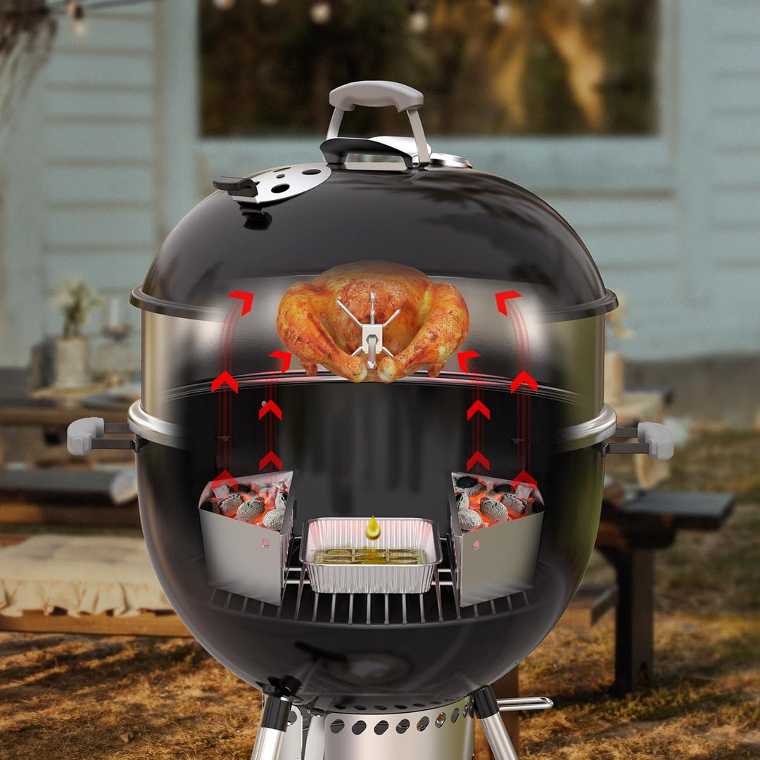 onlyfire Upgrade Edelstahl Grillspiess Set für Weber 57cm Kettle Holzkohlegrill, Inkl. Kohlekörbe un