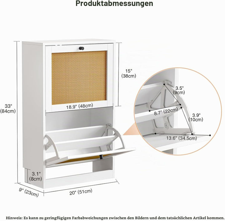Schuhschrank mit 2 Flip-Schubladen, platzsparender Schuhkipper, Schuhregal, Schuhaufbewahrung, für 8