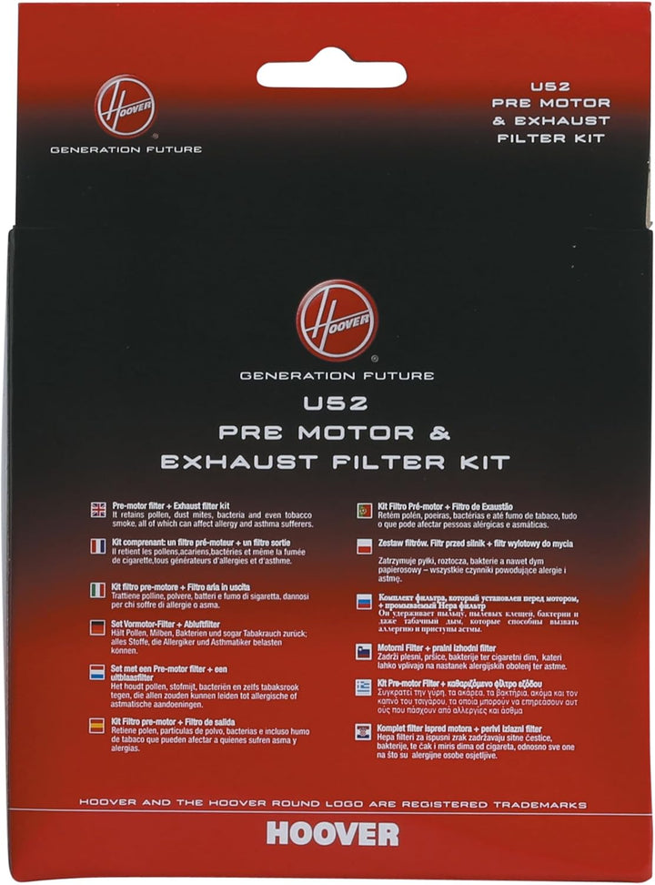 Hoover U52 Vormotor- und Abluftfilter-Kit, Zusatzfilter, Originalersatzteil, kompatibel mit Hoover B