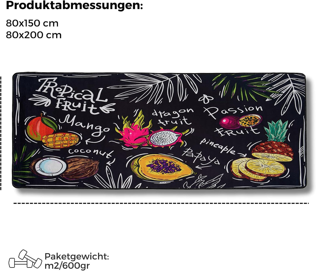 miqna küchenteppich, Gel Läufer, küchenläufer waschbar rutschfest, Modern küchenmatte, schwarz Küche