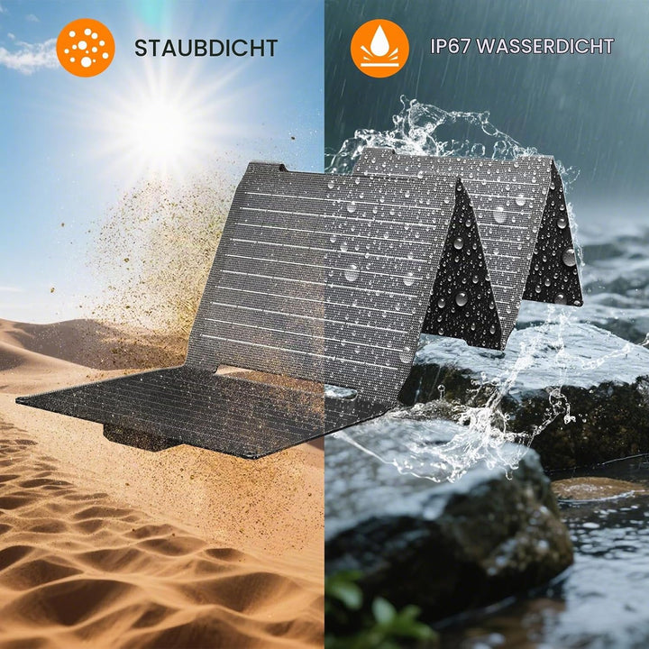 FlexSolar Solarpanel 40W, Solarladegerät verbesserte PD2.0 USB-C, QC3.0 USB-A und DC-Solarpanel IP67