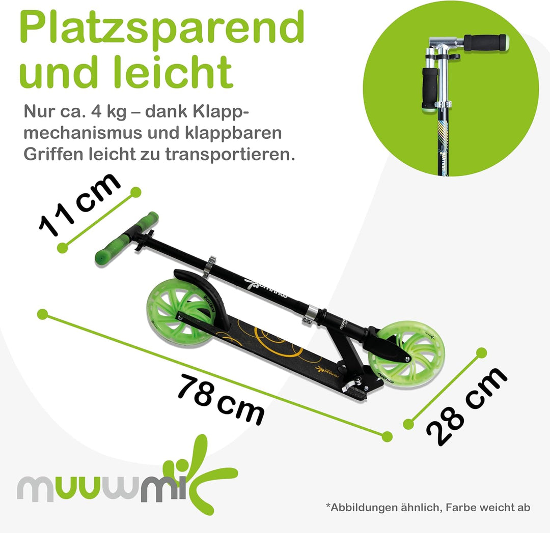 Muuwmi Lights Aluminium Scooter - Höhenverstellbarer Lenker - Geeignet für Kinder - GS-Zertifiziert