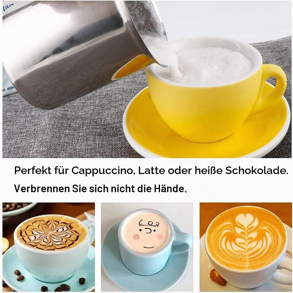 Milchaufschäumer aus Edelstahl von Cozyswan, mit doppeltem Gitternetz für cremigen Milchschaum, 400