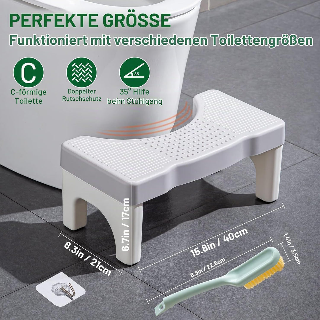Toilettenhocker,Klohocker,Hocker Toilette mit Anti-Rutsch-Pads,Ergonomischer WC Hocker Tragbarer für