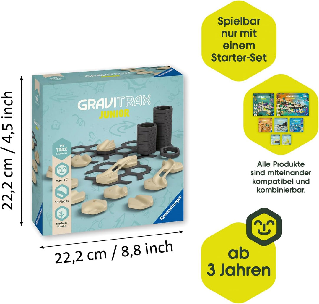 Ravensburger GraviTrax Junior Extension Trax - Erweiterbare Kugelbahn für Kinder, Murmelbahn überwie