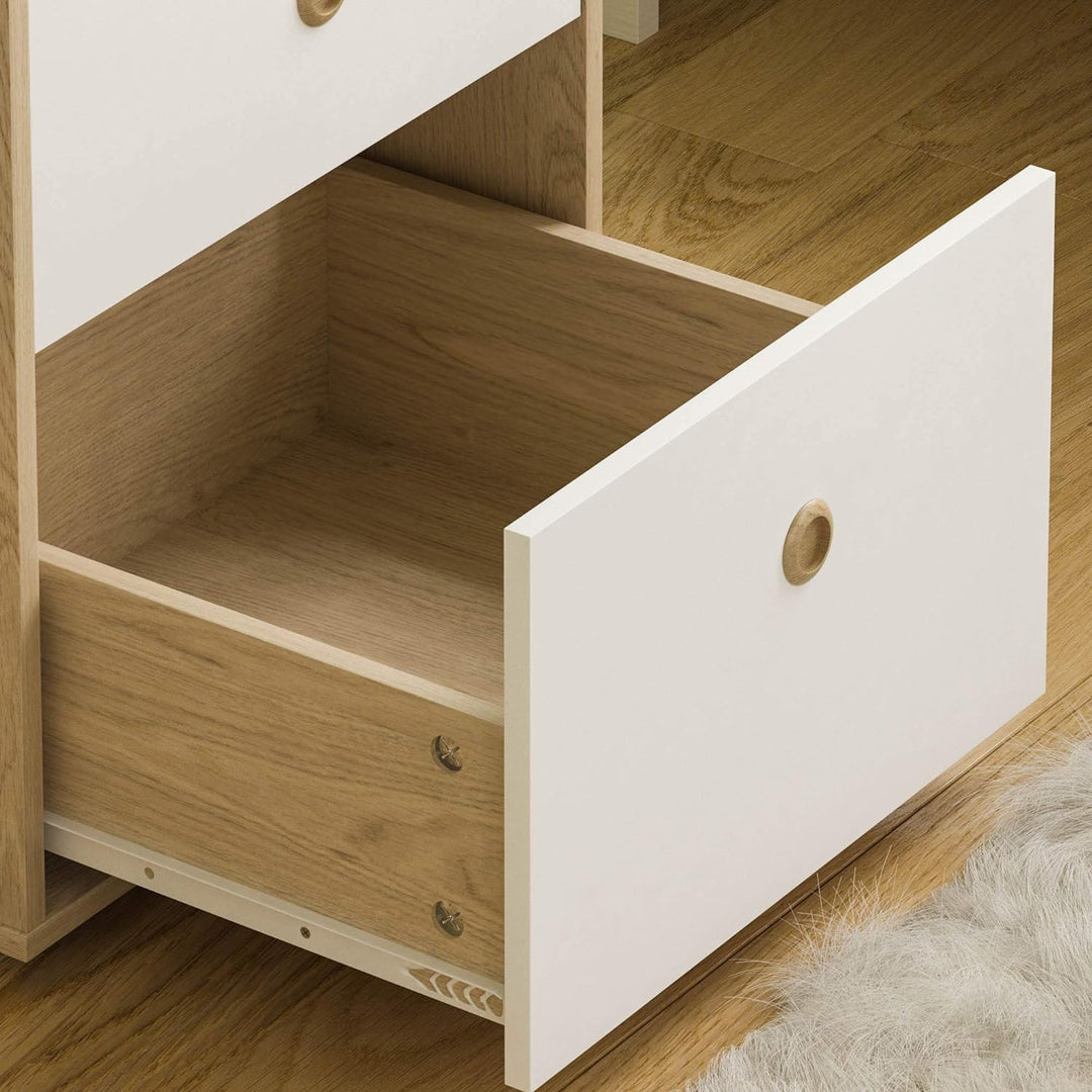 Junior Vida Kommoden & Sideboards, Spanplatte, Weiss & Eiche, Standard, Weiss & Eiche