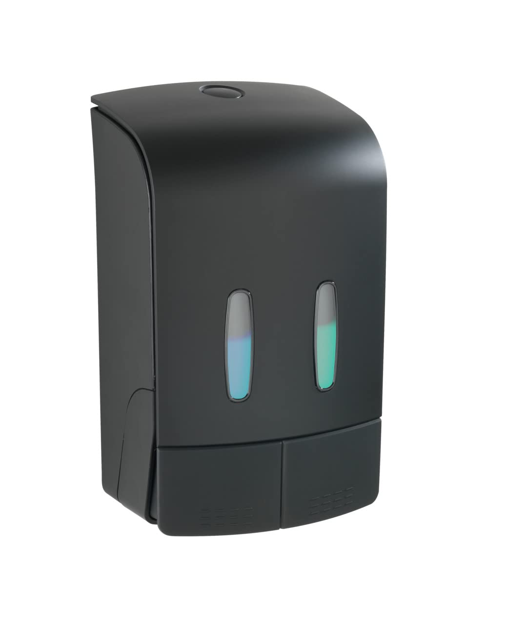 WENKO 2-Kammer Desinfektionsmittel- und Seifenspender Tartas Schwarz, hygienischer Wand-Spender für