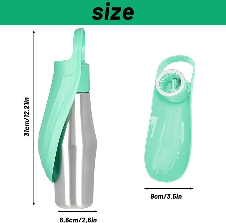 Wasserflasche für Hunde, ZoneYan 750 ml Edelstahl Hundetrinkflasche für Unterwegs, Tragbare Trinkfla