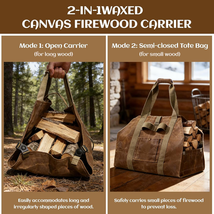 Kaminholztasche Holzkorb Transporttasche Holztragetasche Holztragekorb für Kaminholz Brennholz Trage