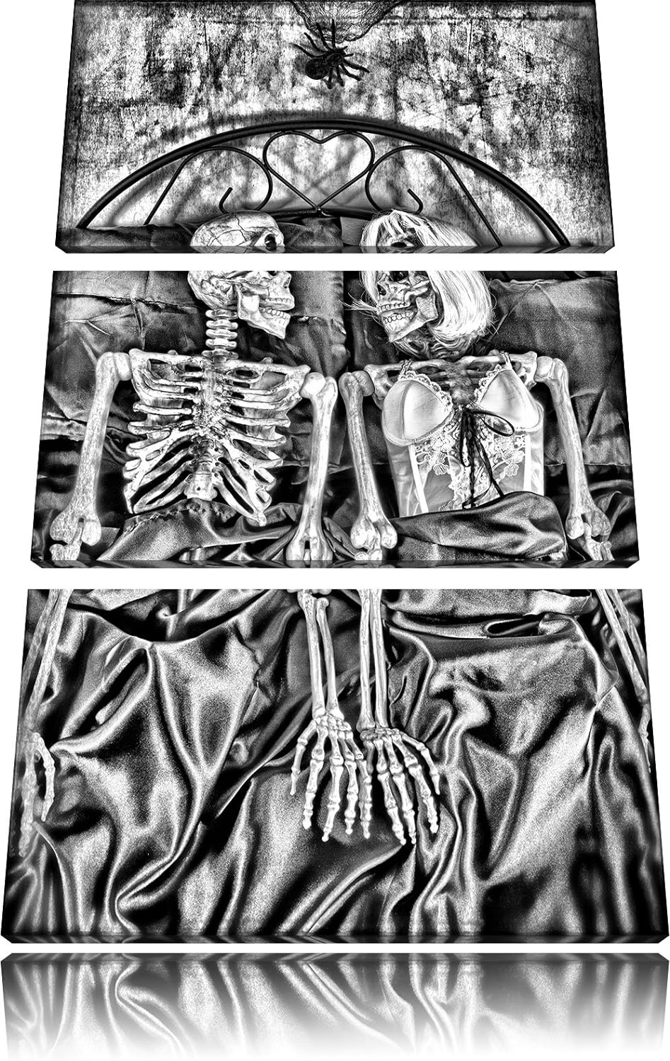 Pixxprint Monocrome, Horror Paar 3-Teiler Leinwandbild 120x80 Bild auf Leinwand