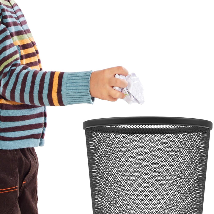 Zuvo, runder Papierkorb aus Meshline, leicht und stabil, schwarz, 2 Stück, Schwarz
