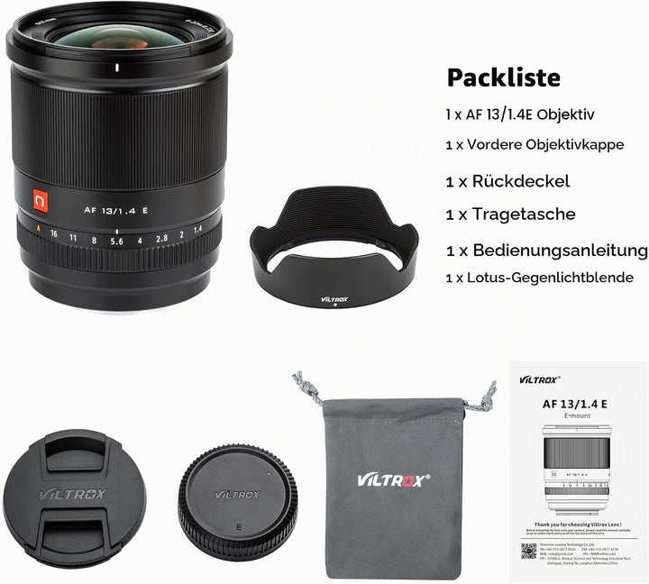 VILTROX 13mm f/1.4 F1.4 E Mount Objektiv, Ultraweitwinkel APS-C AF Prime Objektiv für Sony E-Mount s