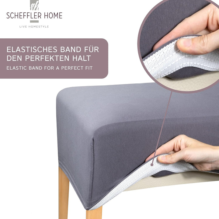 SCHEFFLER-Home Natalie Stretch Stuhlhussen Baumwolle/Stuhlhussen Kupfer-Braun/Stuhlüberzug 4er Set/S