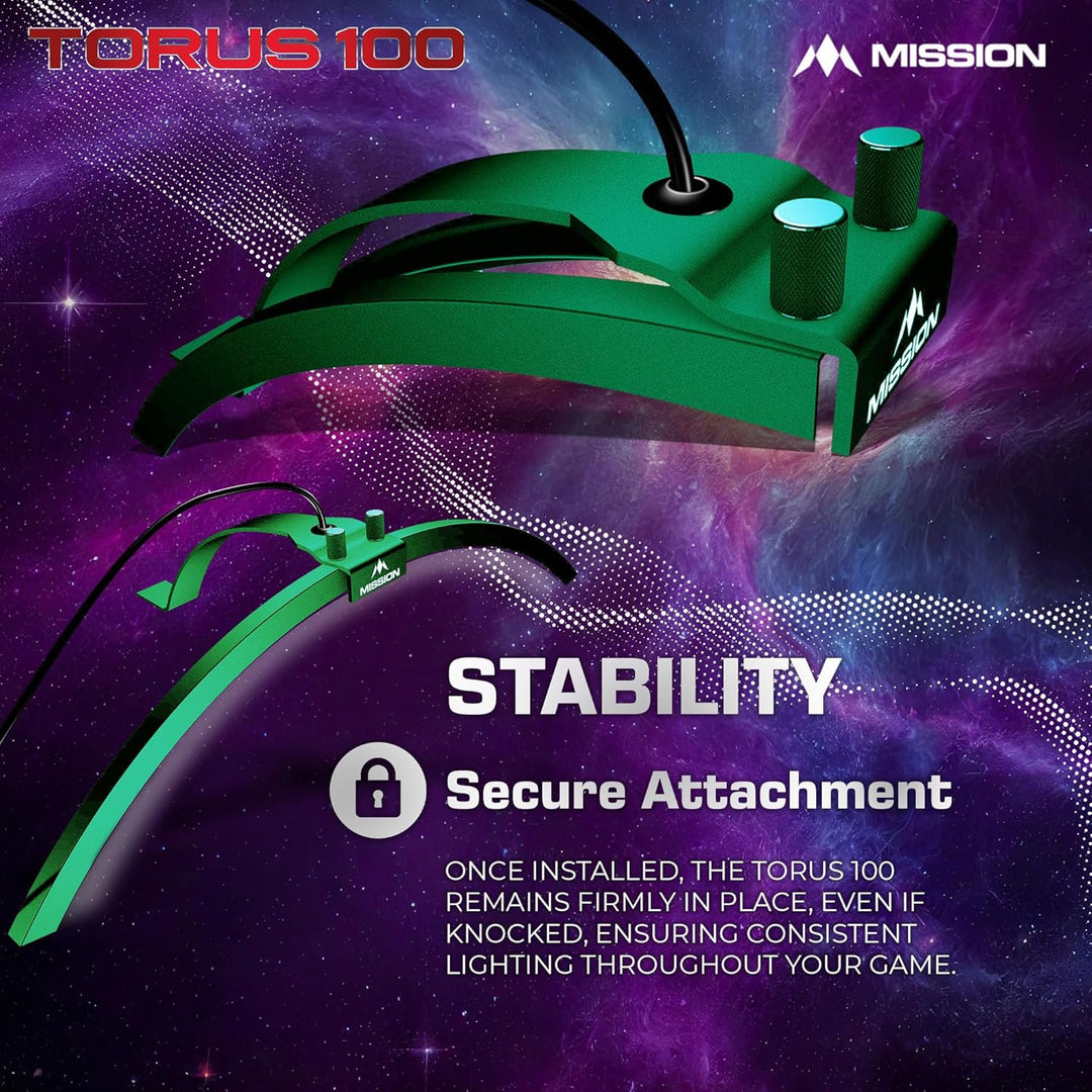Mission Darts TOR100 Torus 100 | Dartscheibe LED klappbar tragbar Dartscheibe Reise Beleuchtungssyst