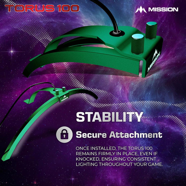 Mission Darts TOR100 Torus 100 | Dartscheibe LED klappbar tragbar Dartscheibe Reise Beleuchtungssyst